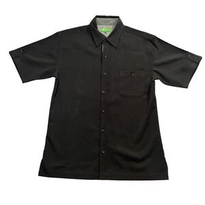 Giorgio Inserti Large Black Short Sleeve Button Up 1005 Polyester Front Pocket